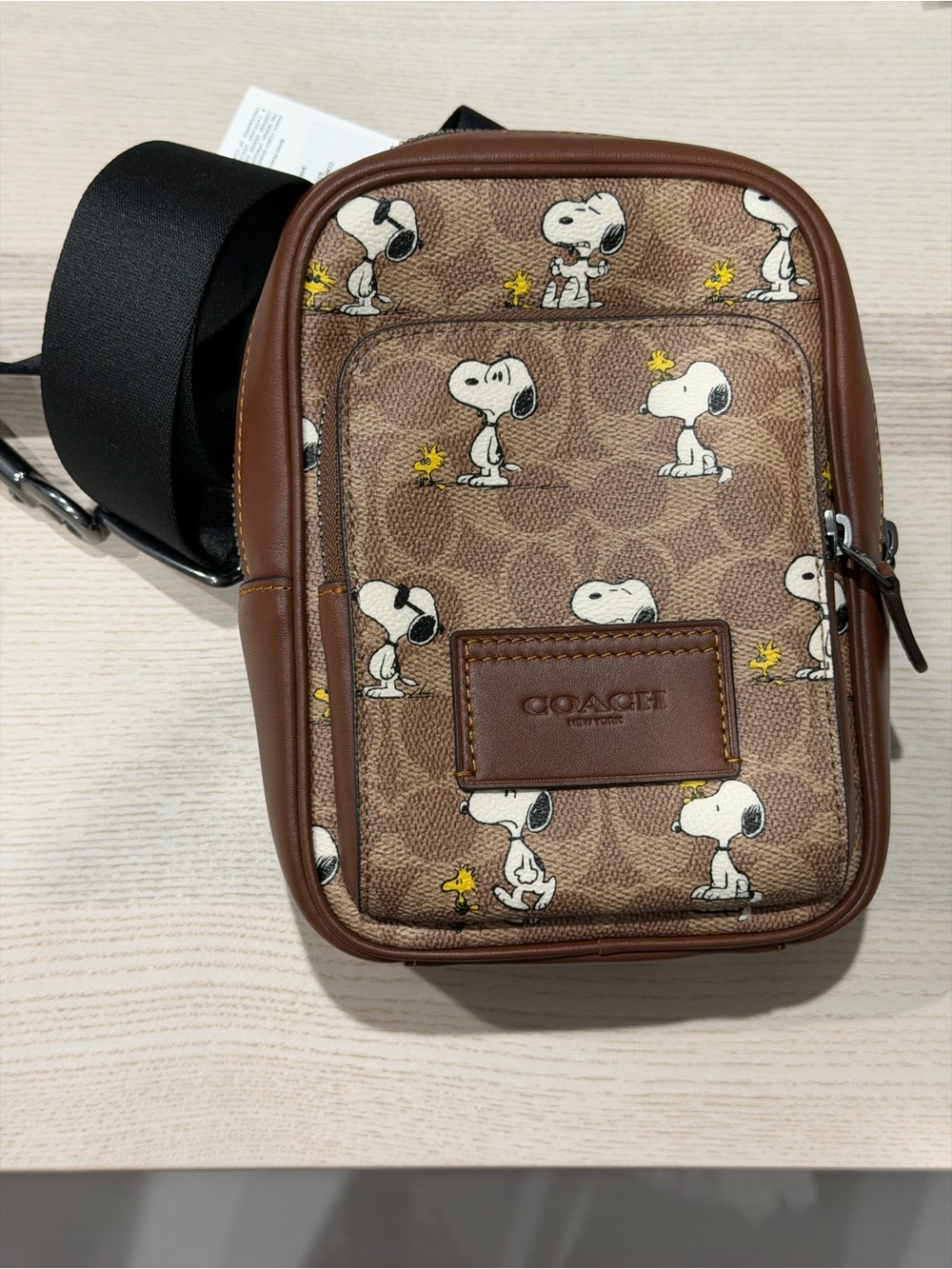 Coach Brown Snoopy Print Crossbody Bag